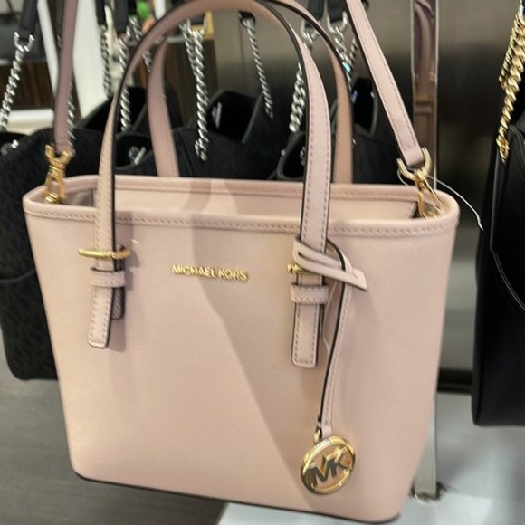 Michael Kors Handbags - Michael Kors Jet Set Travel XS Saffiano Leather Top-Zip Tote Bag Powder Blush